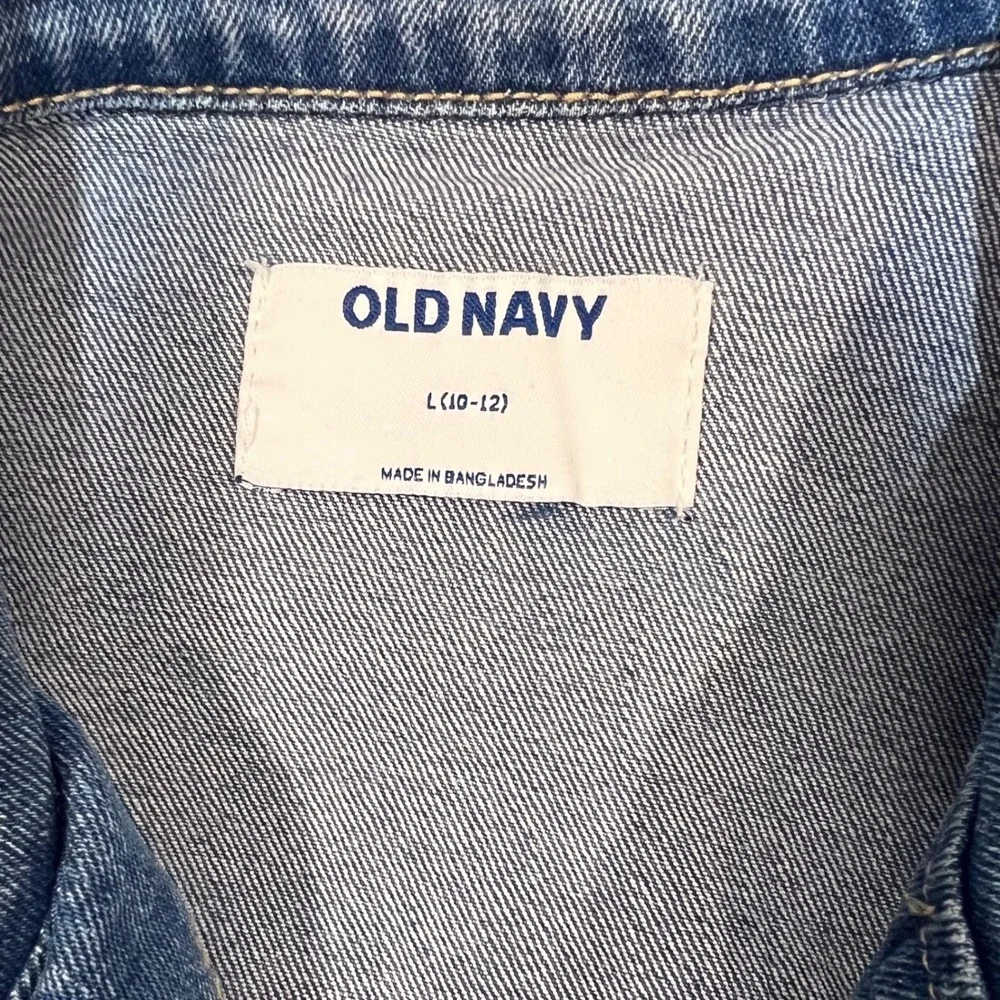 Old Navy Girls Denim Trucker Jacket Blue Medium Wash Youth Large 10-12